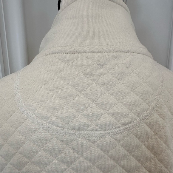 L.L. Bean Women's Cream/Off White Cotton Quilted Full Zip Sweatshirt (Large) - Picture 6 of 9